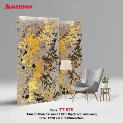 Vân đá PET thạch anh ánh vàng